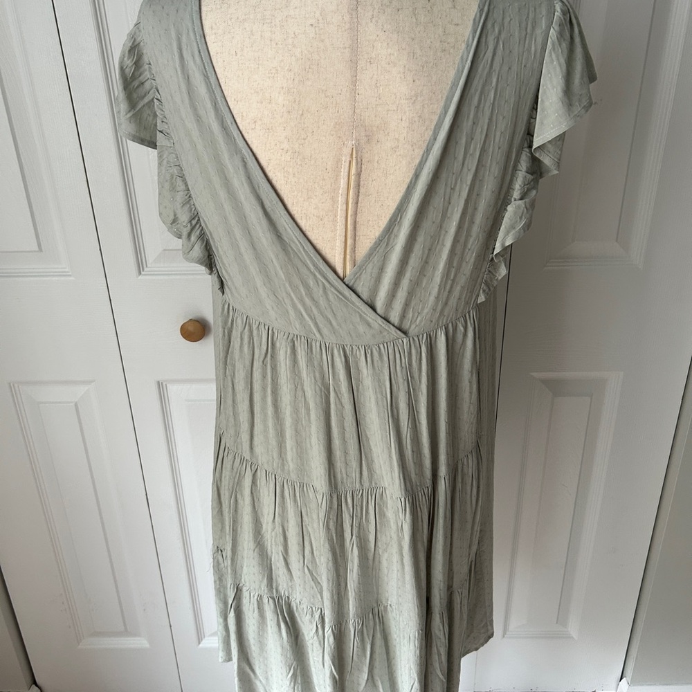 Light Gray Ruffle Sleeve Dress - Picture 3 of 7